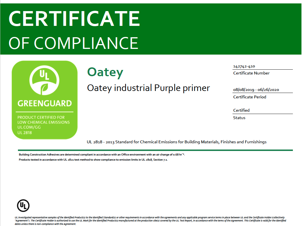 oatey industrial primer ul greenguard gold