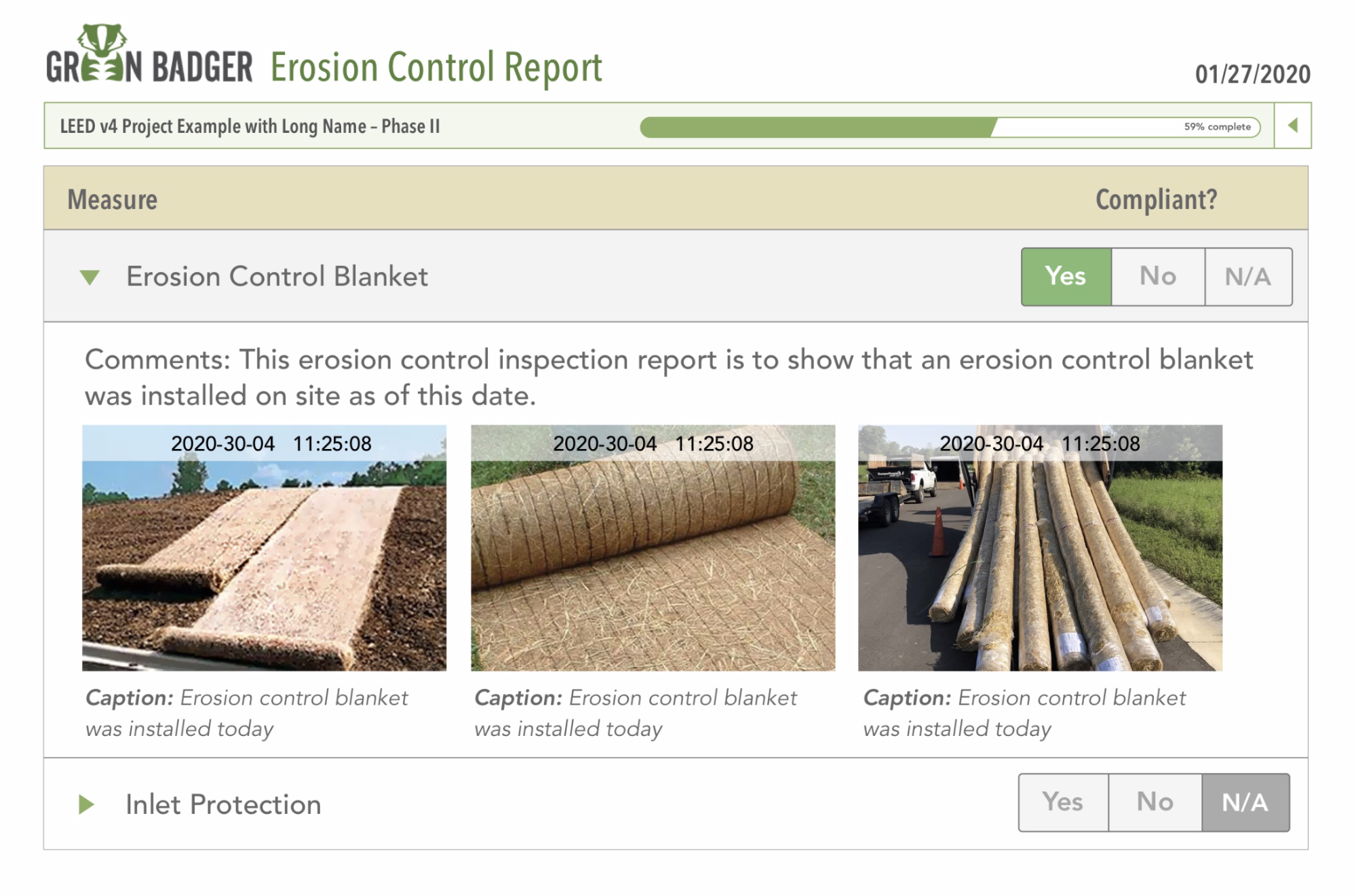 green badger erosion control reporting for general contractors