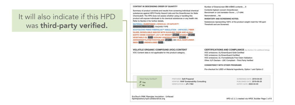 HPD LEED third party verified