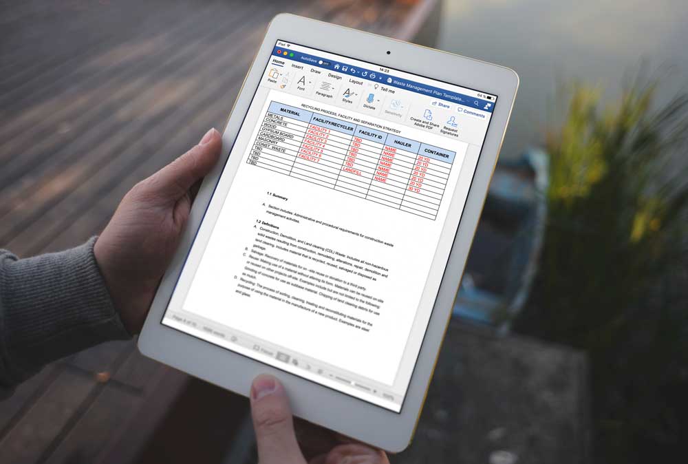 Waste Management Plan Template Free Download Green Badger