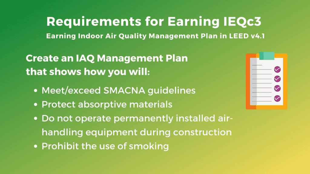 Requirements for IEQc3 Construction Indoor Air Quality Management LeeD Green badger
