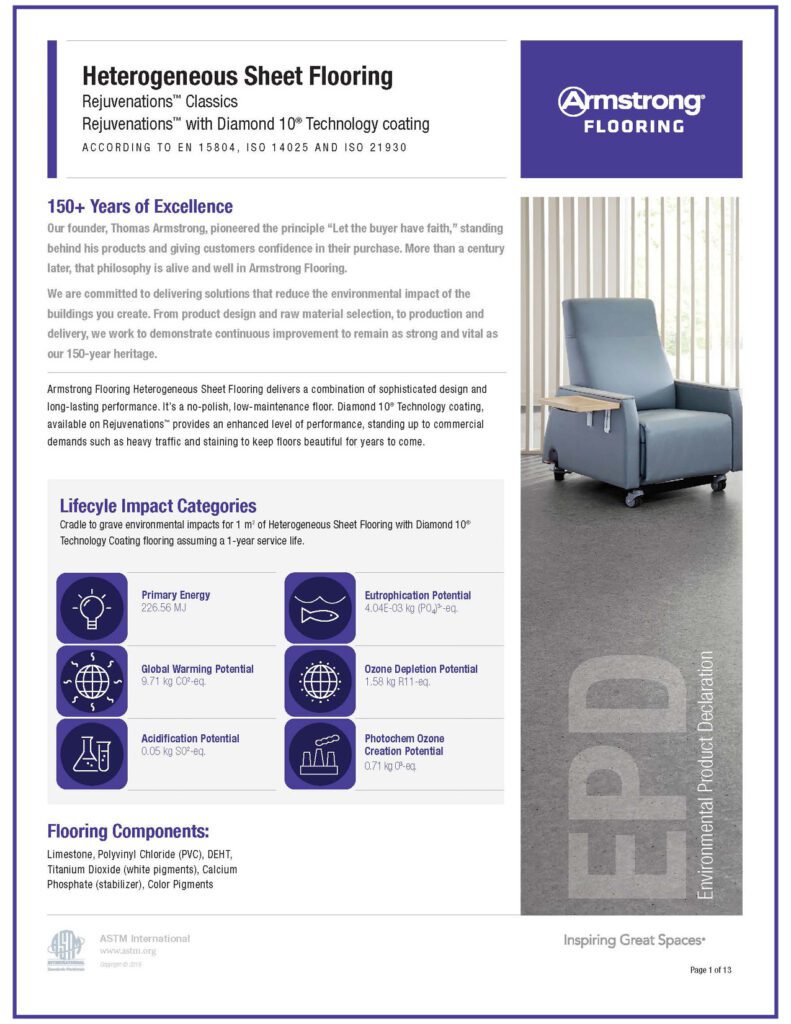 EPD Example #1: Armstrong Flooring – Heterogeneous Sheet Flooring
