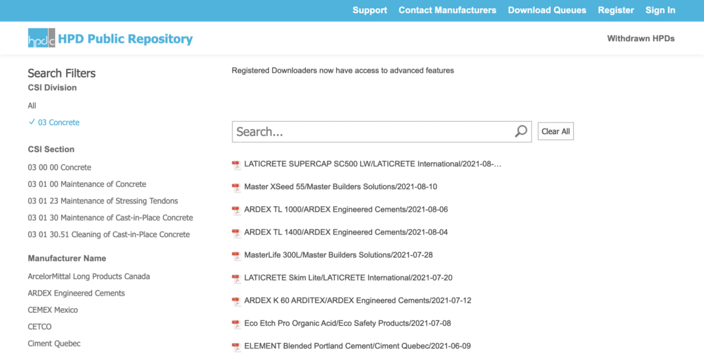 HPDC Public Repository for health product declarations