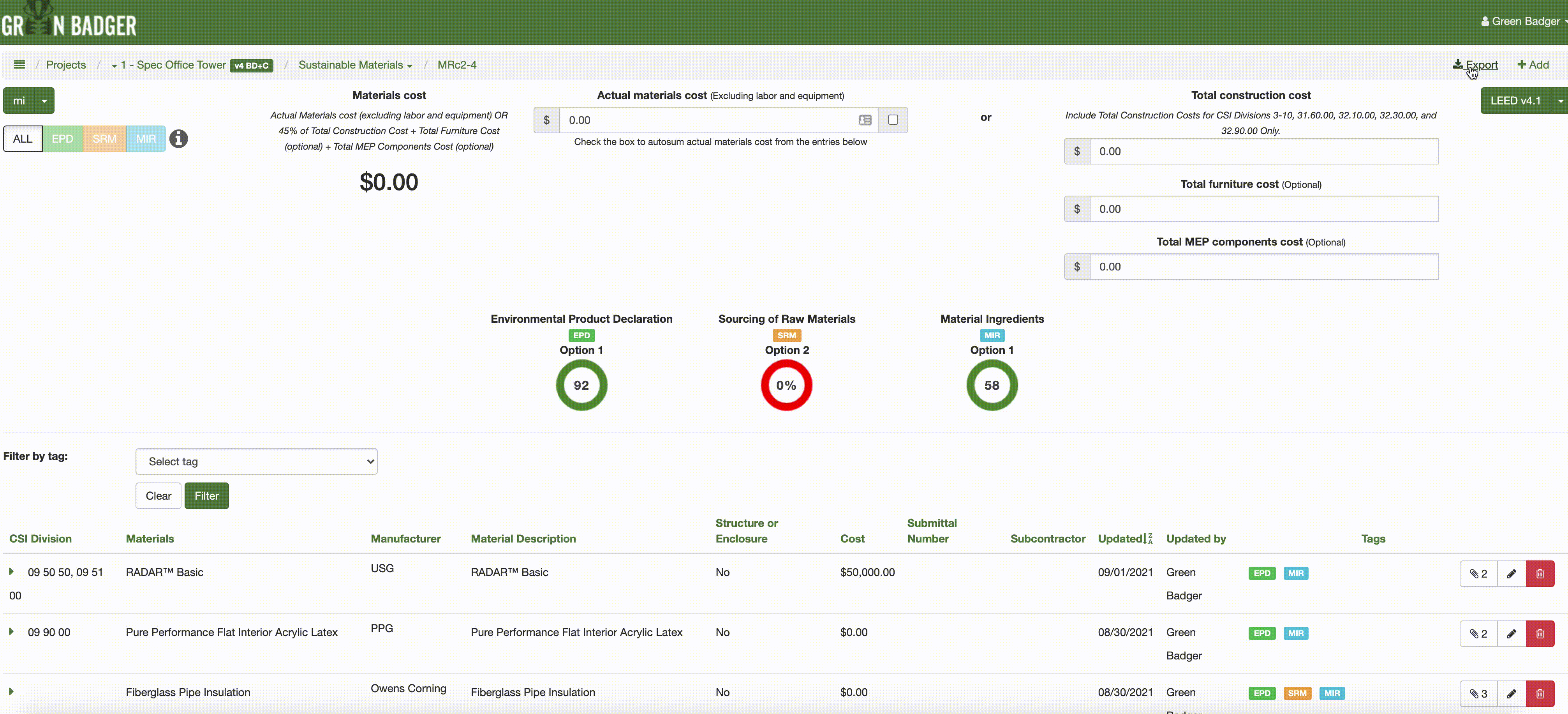 New Functionality – Export a Standalone Tracker of your Web Logs for Materials and Low Emitting