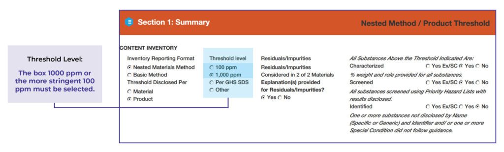 Health Product Declaration Thresholds