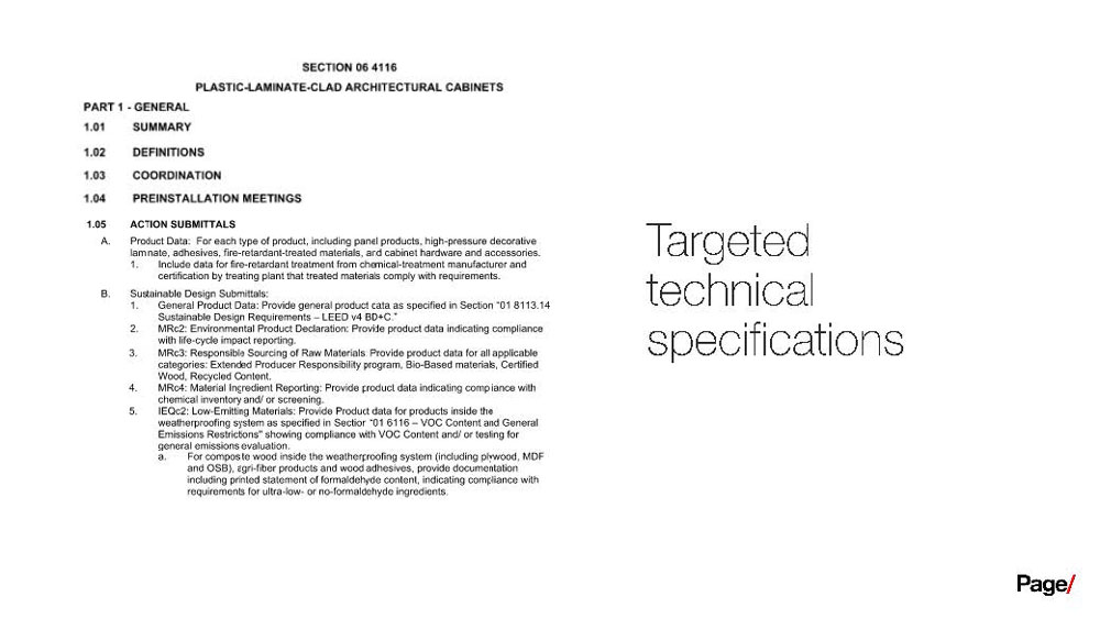 Targeted Technical Specifications