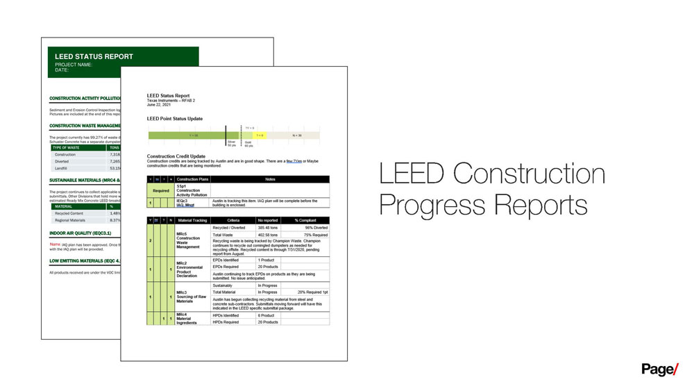 LEED Construction Progress Reports