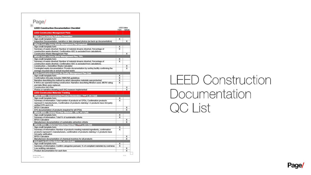 LEED Construction Documentation QC List