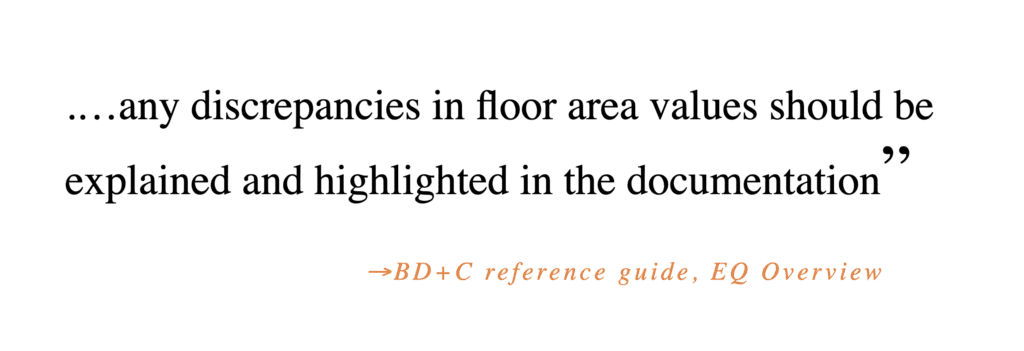BD+C reference guide slide from floor area values listed in LEED online