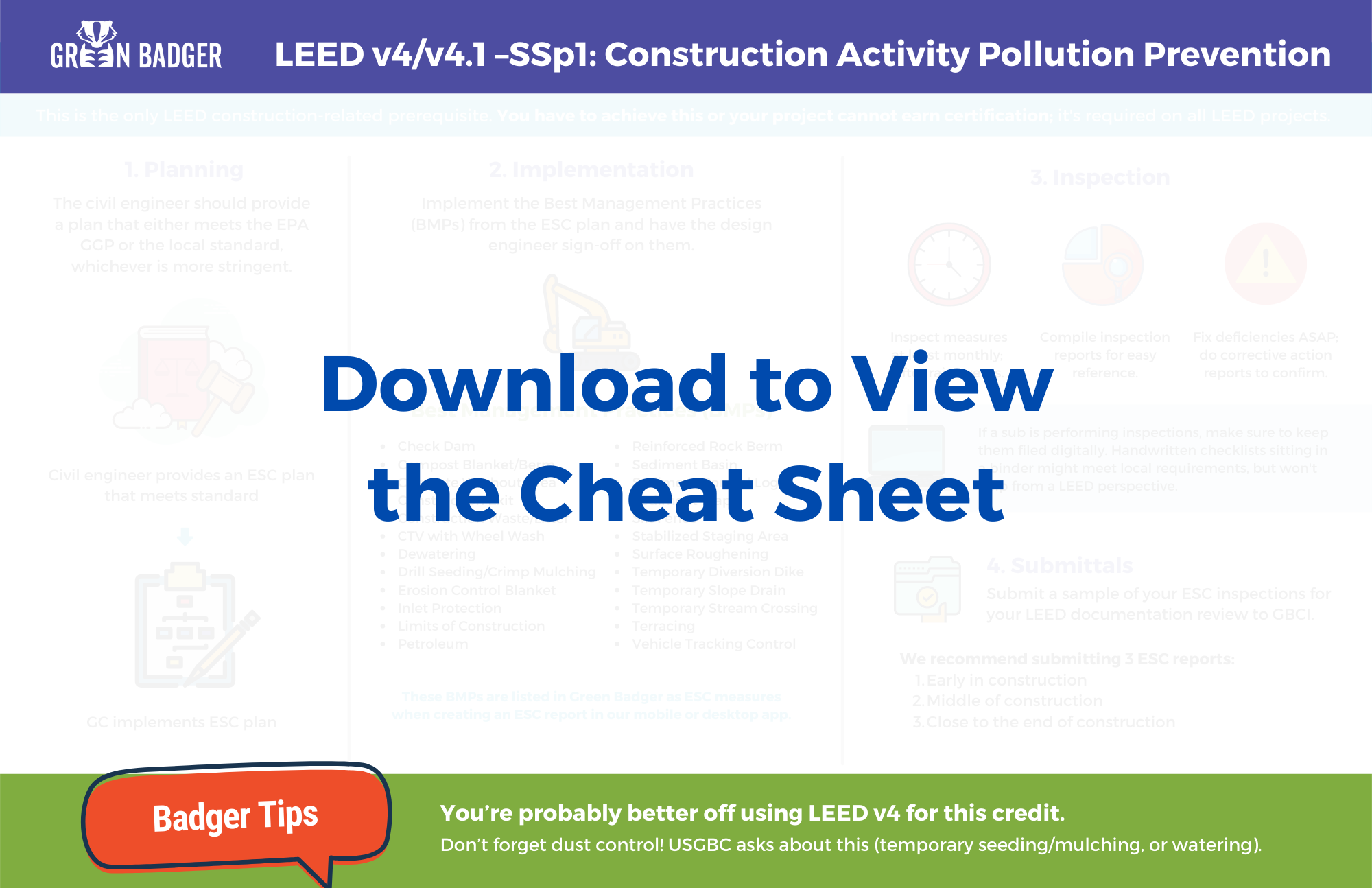 Construction Activity Pollution Prevention Cheat Sheet
