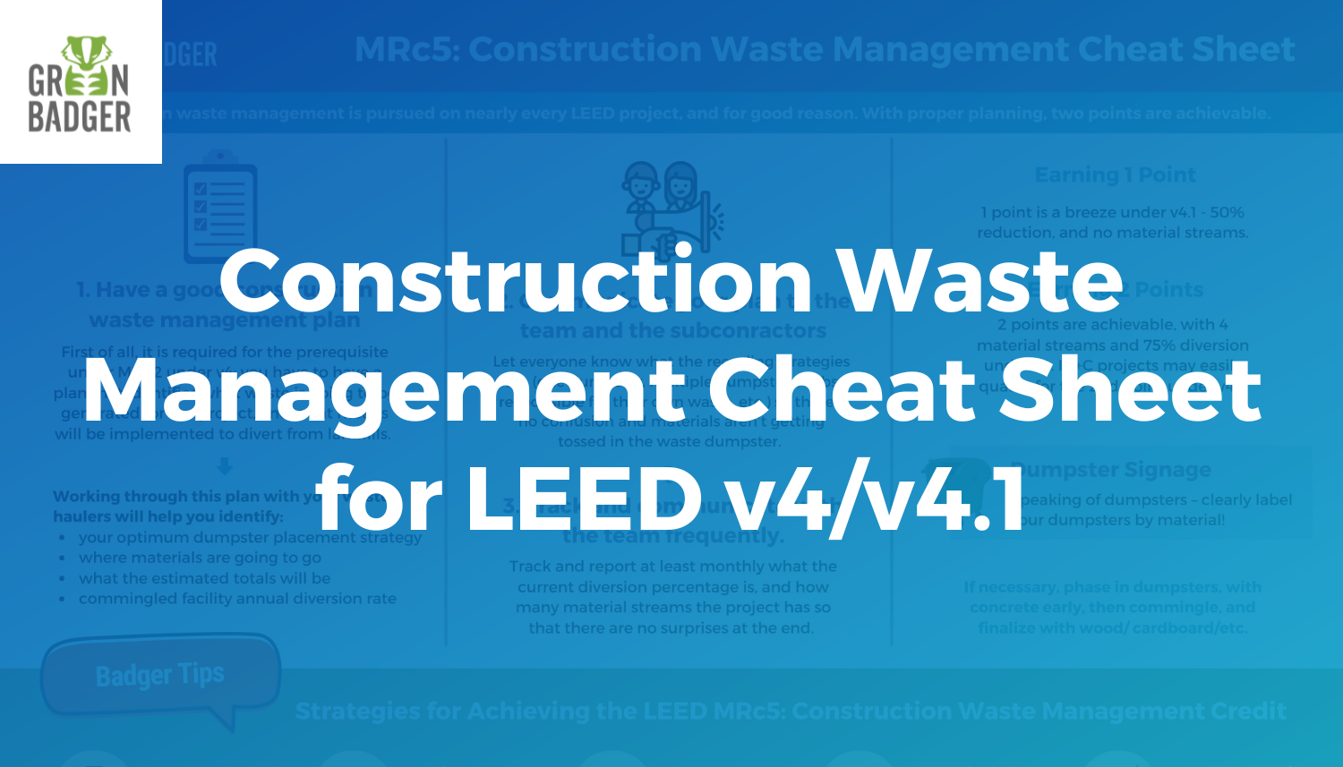 MRc5 Construction Waste Management LEED Credit Cheat Sheet