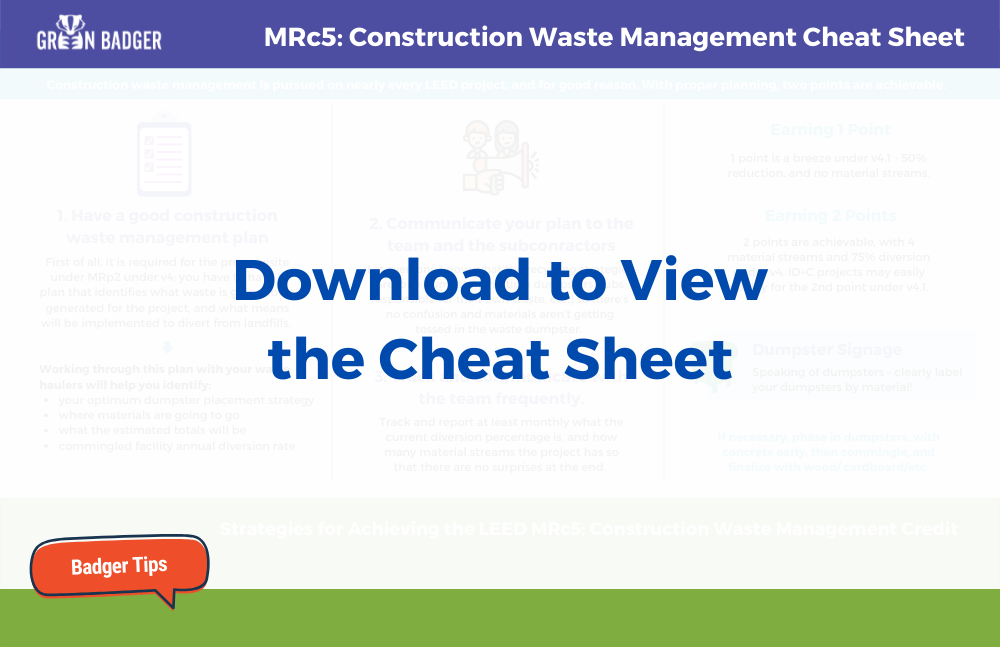 MRc5 Construction Waste Management LEED Credit Cheat Sheet