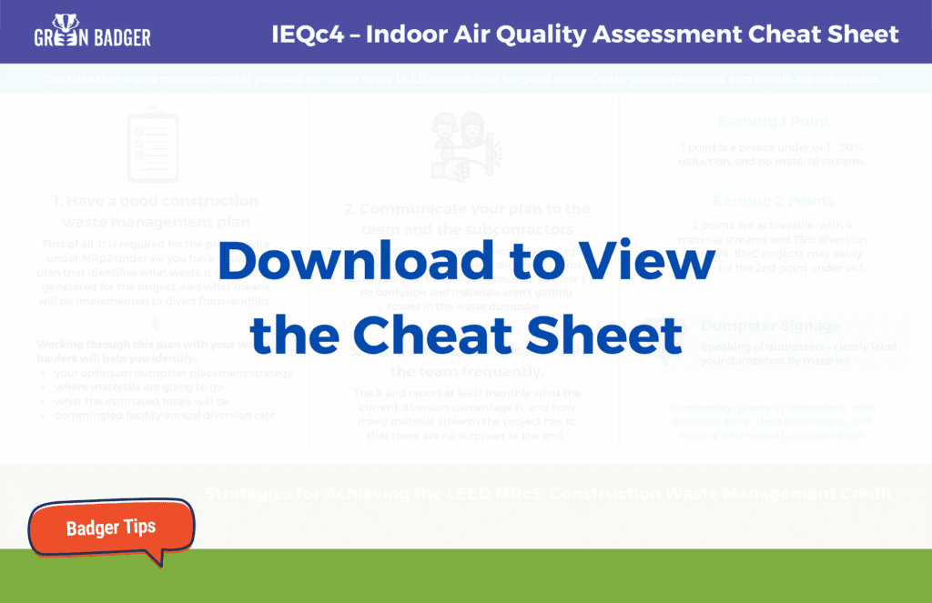 LEED Indoor Air Quality Assessment Cheat Sheet Green Badger