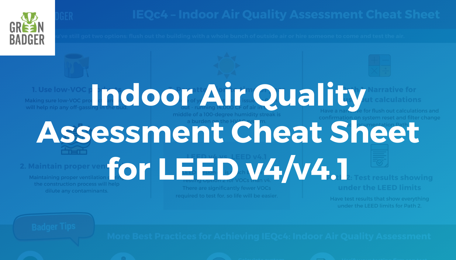 Indoor Air Quality Assessment Cheat Sheet for LEED v4/v4.1