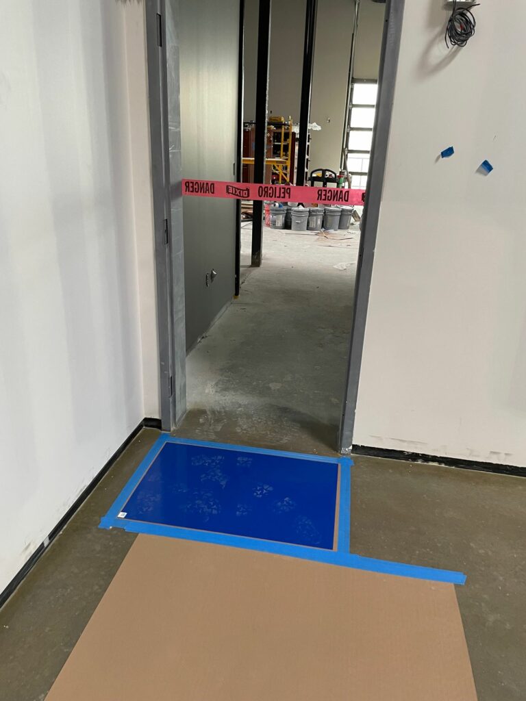 carbice Pathways as well as sticky matts are laid down over finished floors to eliminate transfer of pollutants generated in other areas of the job.