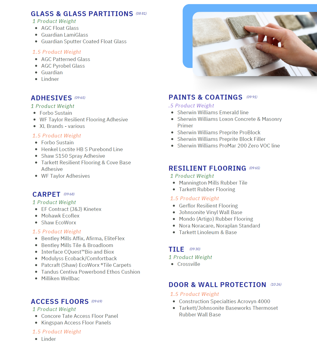 EPD Option 2 Products and Credits