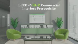 Picture of office building with green furniture