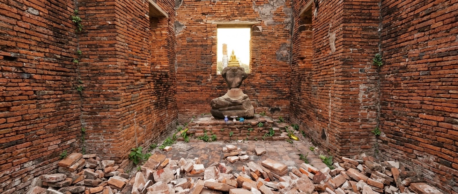 Construction site with demolition materials